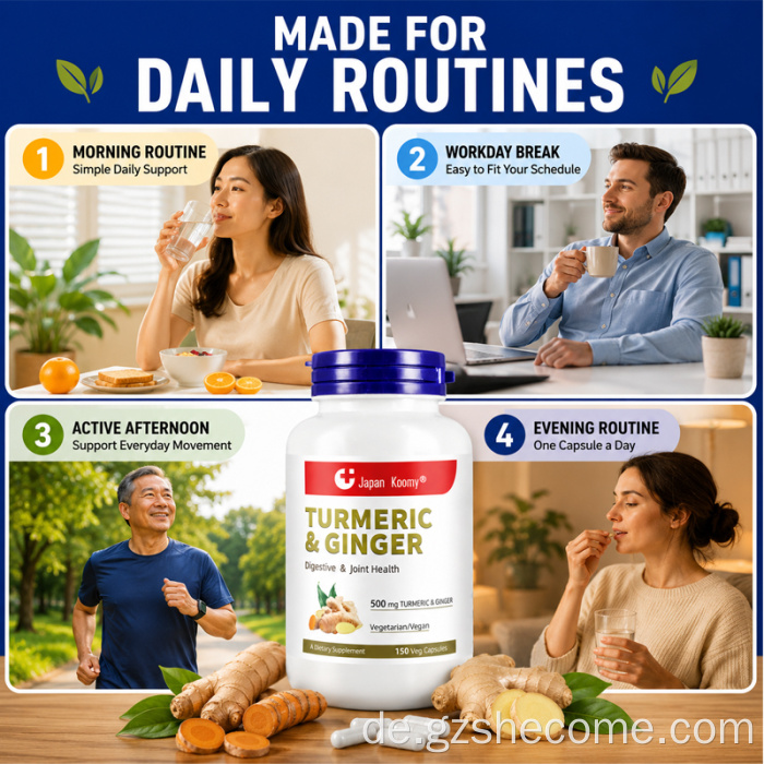Shecome Kurkuma-Curcumin-Kapseln Ingwer-Immununterstützung